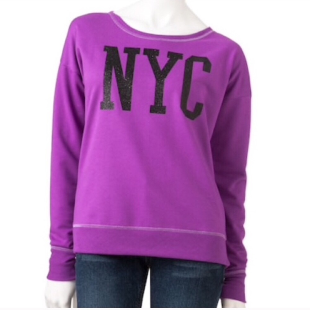 SO® XXL Purple NYC French Terry Lurex Sweatshirt